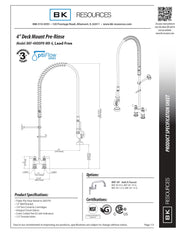 BK Resources BKF-4HDDPR-WB-G OptiFlow Deck Mount Pre-Rinse Assembly Set