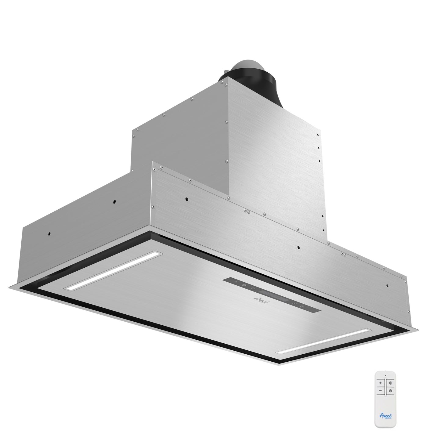 [Scratch] Awoco RH-BQ-CR30 30" Flush Ceiling Mount Insert Island Range Hood, Stainless Steel 4 Speeds 700 CFM, 6” Round Vent LED Lights Remote Control