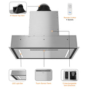 [Scratch] Awoco RH-BQ-CR30 30" Flush Ceiling Mount Insert Island Range Hood, Stainless Steel 4 Speeds 700 CFM, 6” Round Vent LED Lights Remote Control