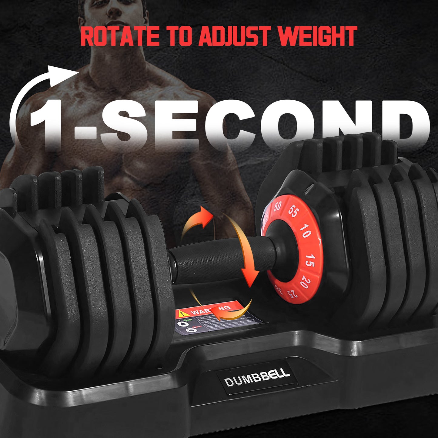 Adjustable 10-in-1 Weight Training dumbbells, 55 lb Max, Anti-Slip Handle, 1 Pair (2 pcs)