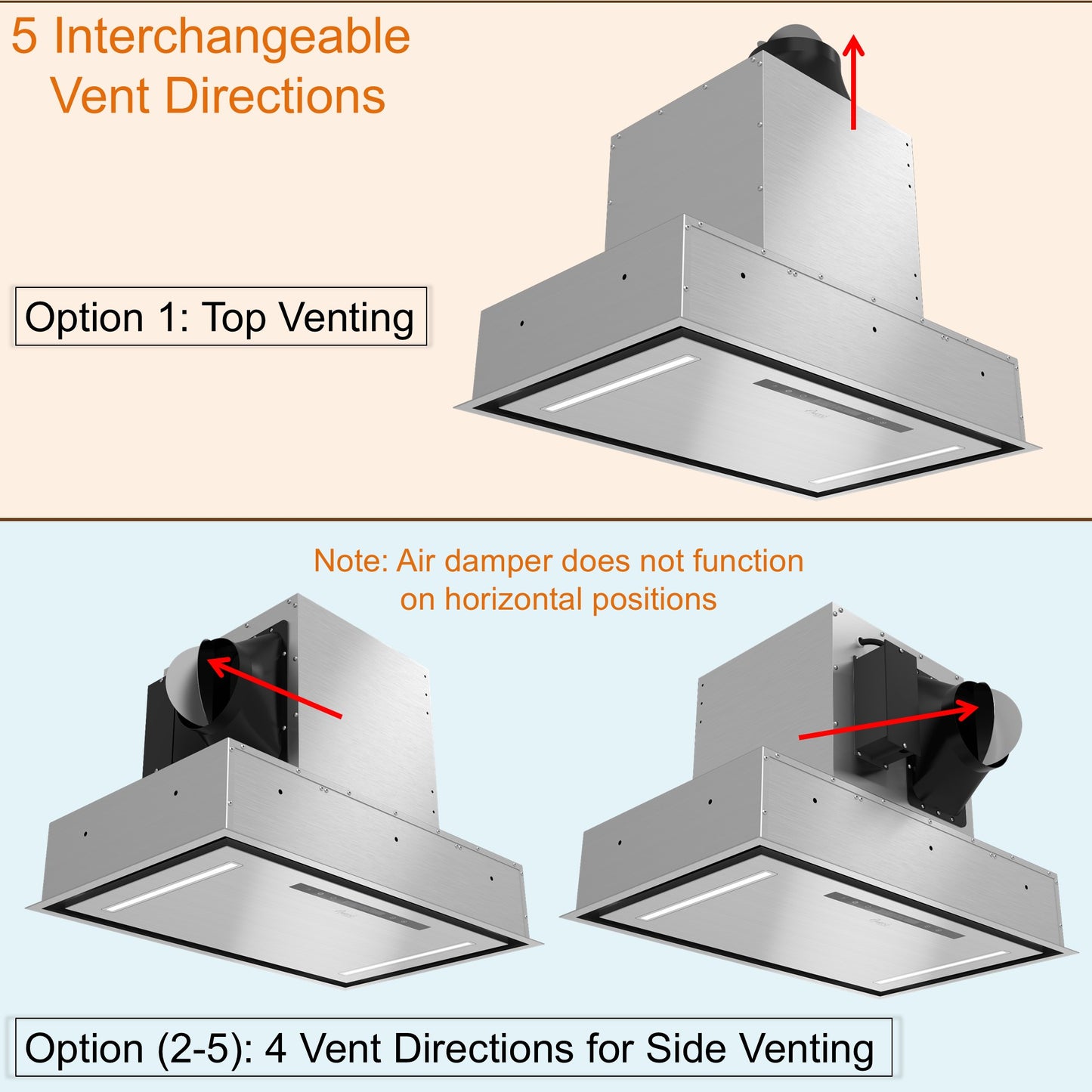 [Scratch] Awoco RH-BQ-CR30 30" Flush Ceiling Mount Insert Island Range Hood, Stainless Steel 4 Speeds 700 CFM, 6” Round Vent LED Lights Remote Control