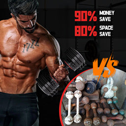 Adjustable 10-in-1 Weight Training dumbbells, 55 lb Max, Anti-Slip Handle, 1 Pair (2 pcs)
