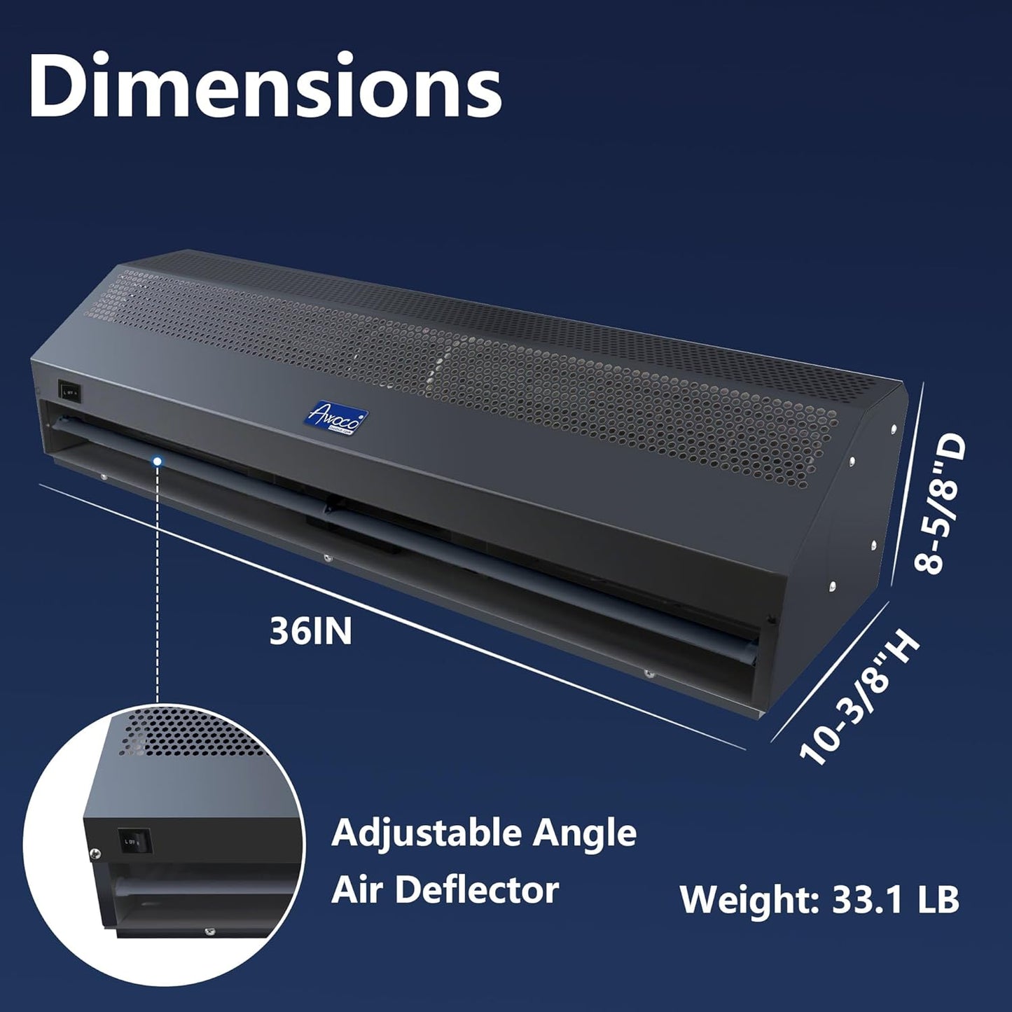[Scratch] Awoco FM1509-BLK 36” Black Super Power 2 Speeds 1200 CFM Commercial Indoor Air Curtain, UL Certified, 120V Unheated with an Easy-Install Magnetic Switch