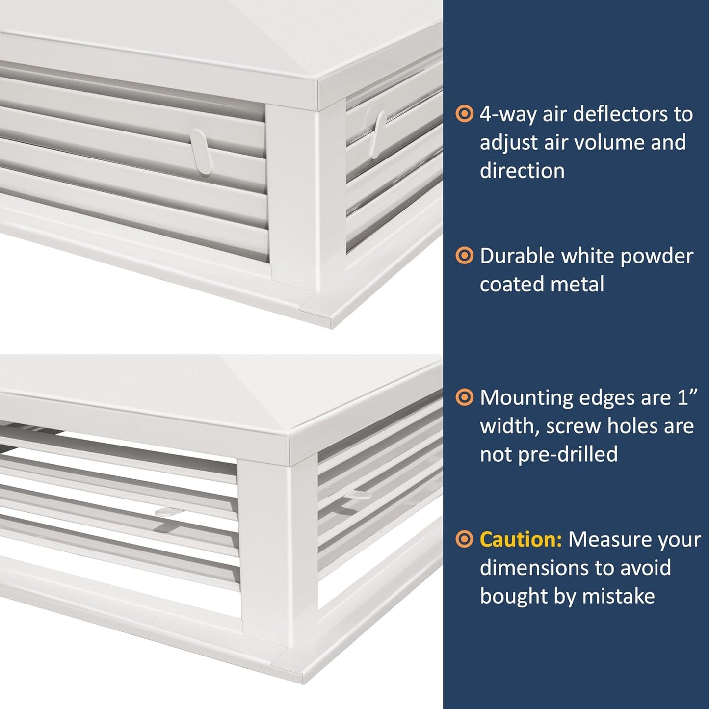 [Refurbished] GSW DF-20P 20" White Powder Coated 4-Way Adjustable Metal Diffuser for Evaporative/Swamp Cooler, 22” x 22" Mounting Edge (20"x20"x6")