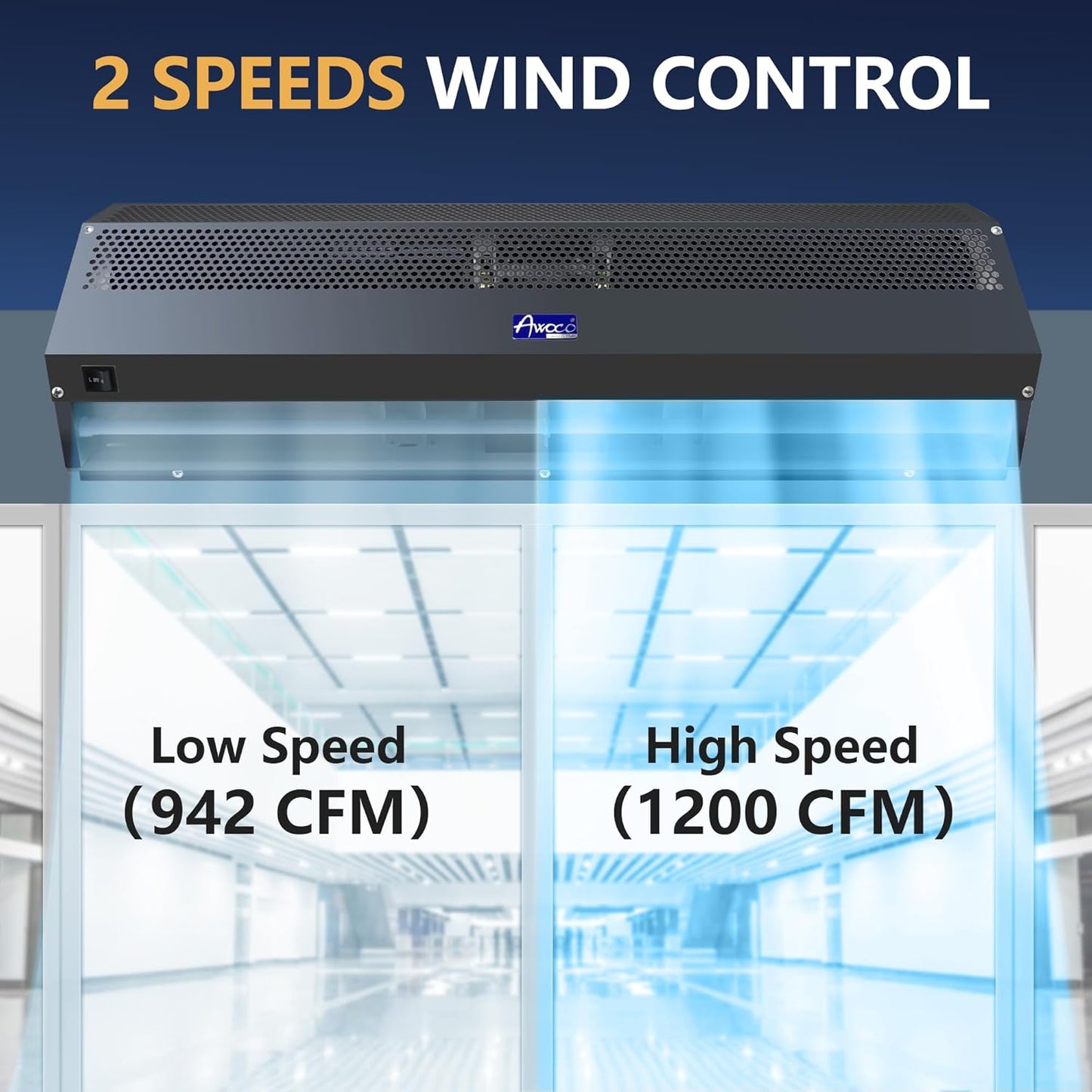 [Scratch] Awoco FM1509-BLK 36” Black Super Power 2 Speeds 1200 CFM Commercial Indoor Air Curtain, UL Certified, 120V Unheated with an Easy-Install Magnetic Switch