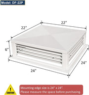 [Refurbished] GSW DF-22P 22" White Powder Coated 4-Way Adjustable Metal Diffuser for Evaporative/Swamp Cooler, 24” x 24" Mounting Edge (22"x22"x6")
