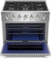 Awoco Professional 36” Freestanding 6 Burners Natural Gas Range with 4.5 cu ft. Convection Oven and 2 Racks (36 Inch)