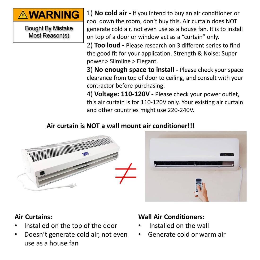[Dent] Awoco FM1518-M 72” Super Power 2 Speeds Indoor Air Curtain, UL Certified, 120V Unheated With An Easy-Install Magnetic Switch
