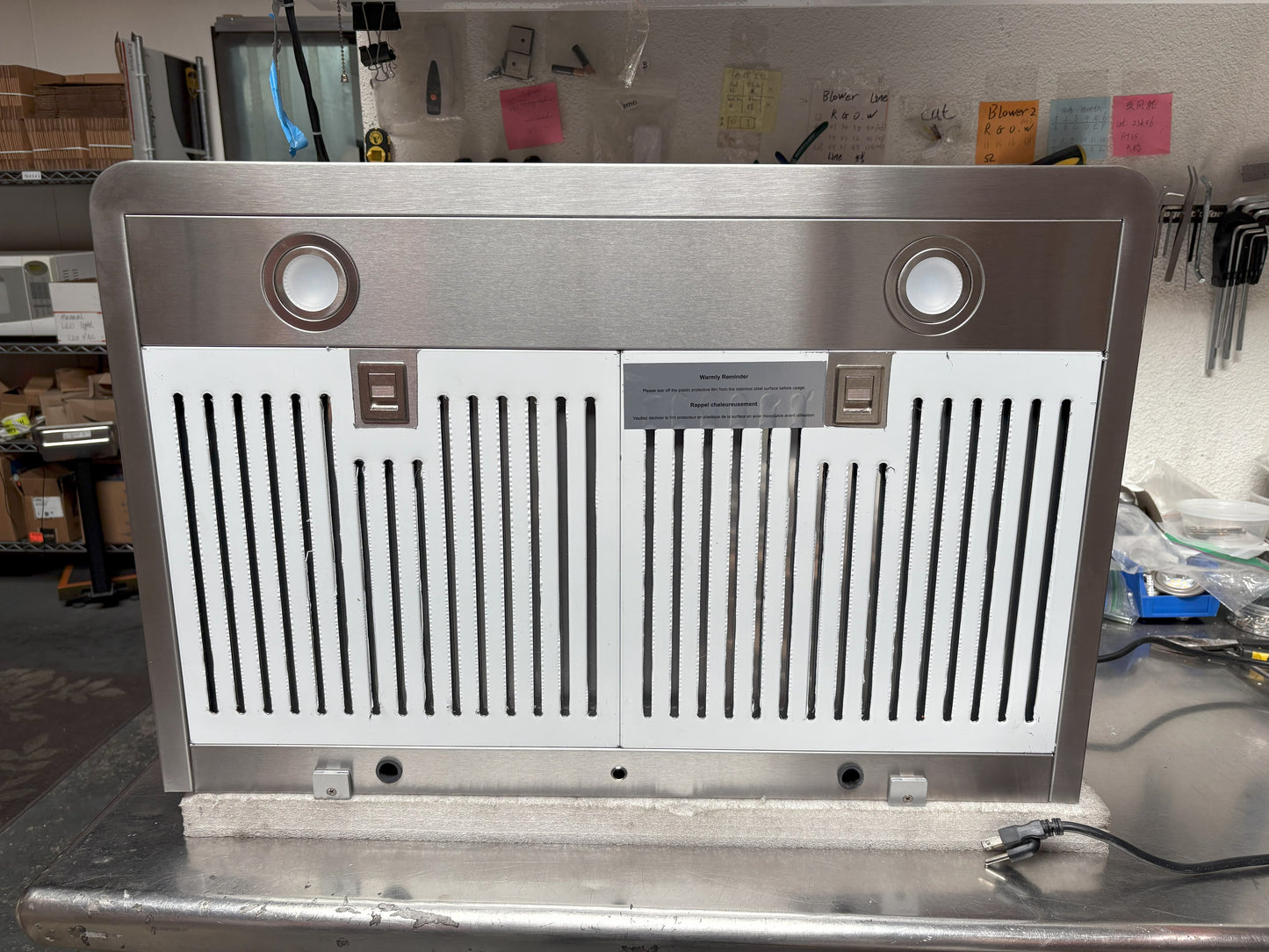 [Used] Awoco RH-C06-A30 Classic 6” High 1mm Thick Stainless Steel Under Cabinet 4 Speeds 900 CFM Range Hood with 2 LED Lights & 2 Levels of Lighting (30"W All-In-One)