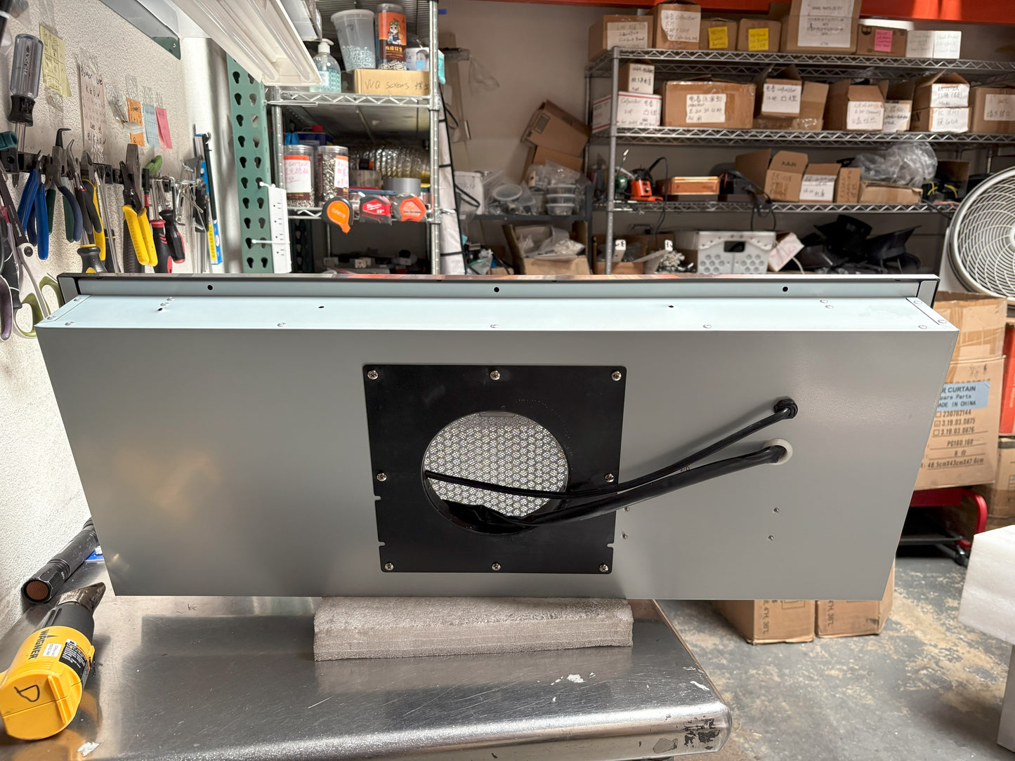 [Used] Awoco RH-IT06-R36 Ceiling Mount 14-1/2”D Super Quiet Split Stainless Steel Range Hood, 4-Speed, 800 CFM, Mesh Filters, Remote Control with 6” Blower