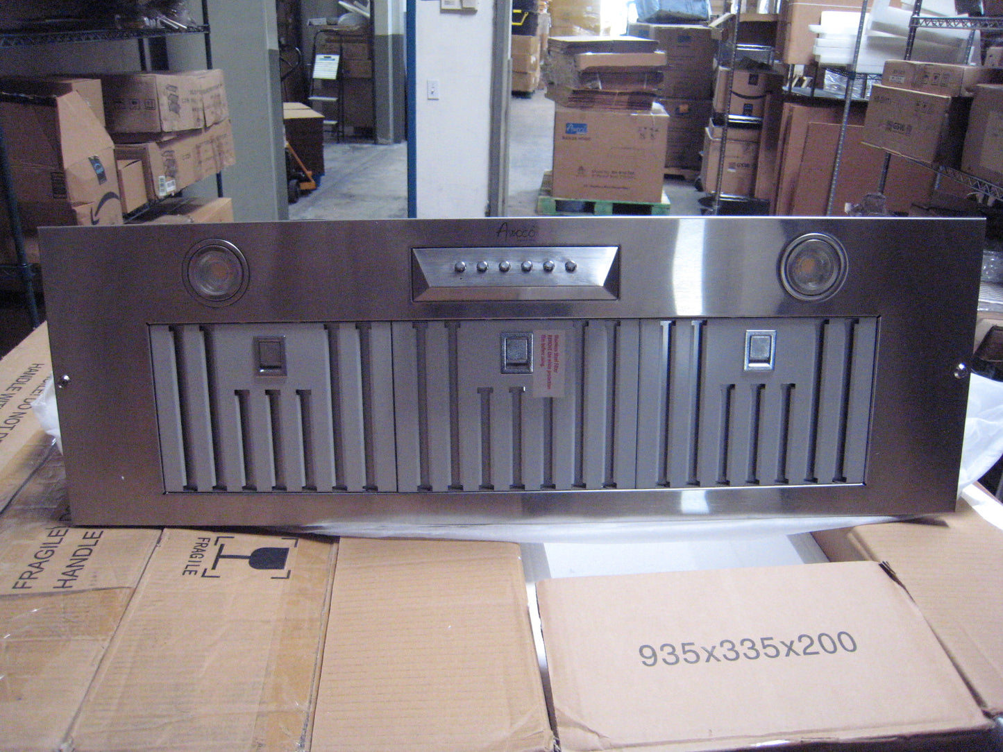 [Scratched] Awoco RH-IT06-36 11-3/4"D Super Quiet Split Insert Stainless Steel Range Hood, 4-Speed, 800 CFM, LED Lights, Baffle Filters with 6” Blower (36"W 6" Vent)