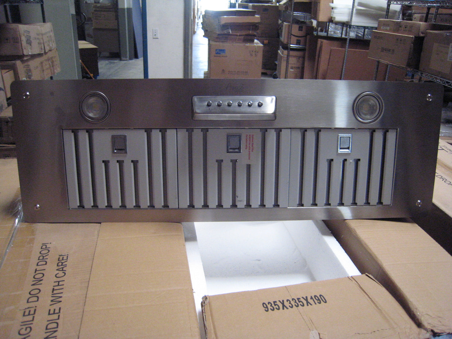 [Dent] Awoco RH-IT06-36 11-3/4"D Super Quiet Split Insert Stainless Steel Range Hood, 4-Speed, 800 CFM, LED Lights, Baffle Filters with 6” Blower (36"W 6" Vent)
