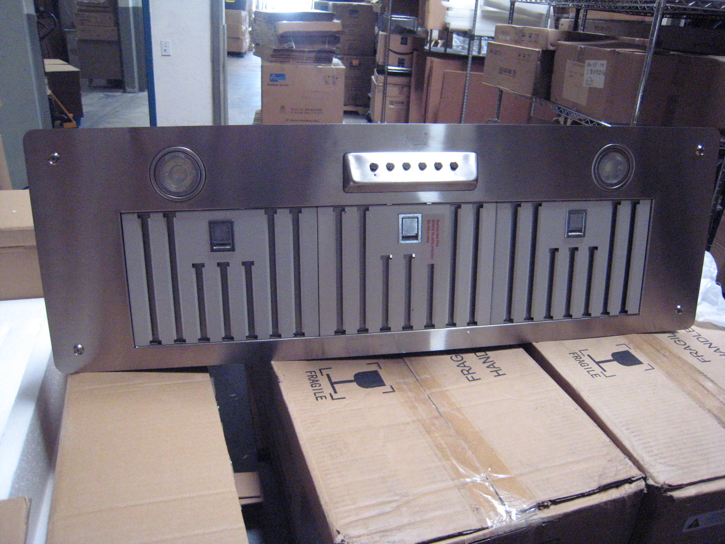 [Dent] Awoco RH-IT06-36 11-3/4"D Super Quiet Split Insert Stainless Steel Range Hood, 4-Speed, 800 CFM, LED Lights, Baffle Filters with 6” Blower (36"W 6" Vent)