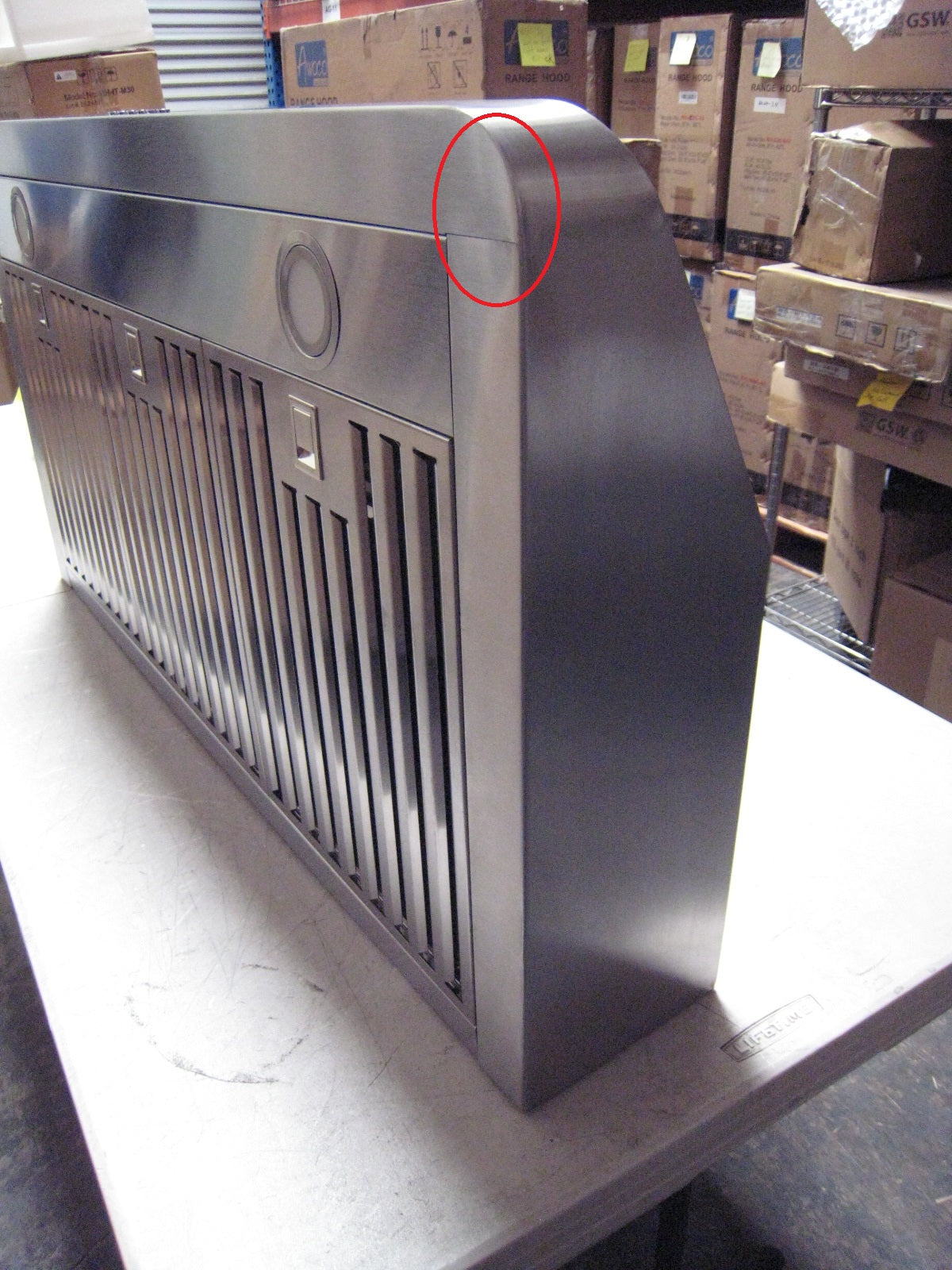 [Dent] Awoco RH-C06-36 Classic 6" High Stainless Steel Under Cabinet 4 Speeds 900CFM Range Hood with 2 LED Lights Top Vent (36"W Top Vent)
