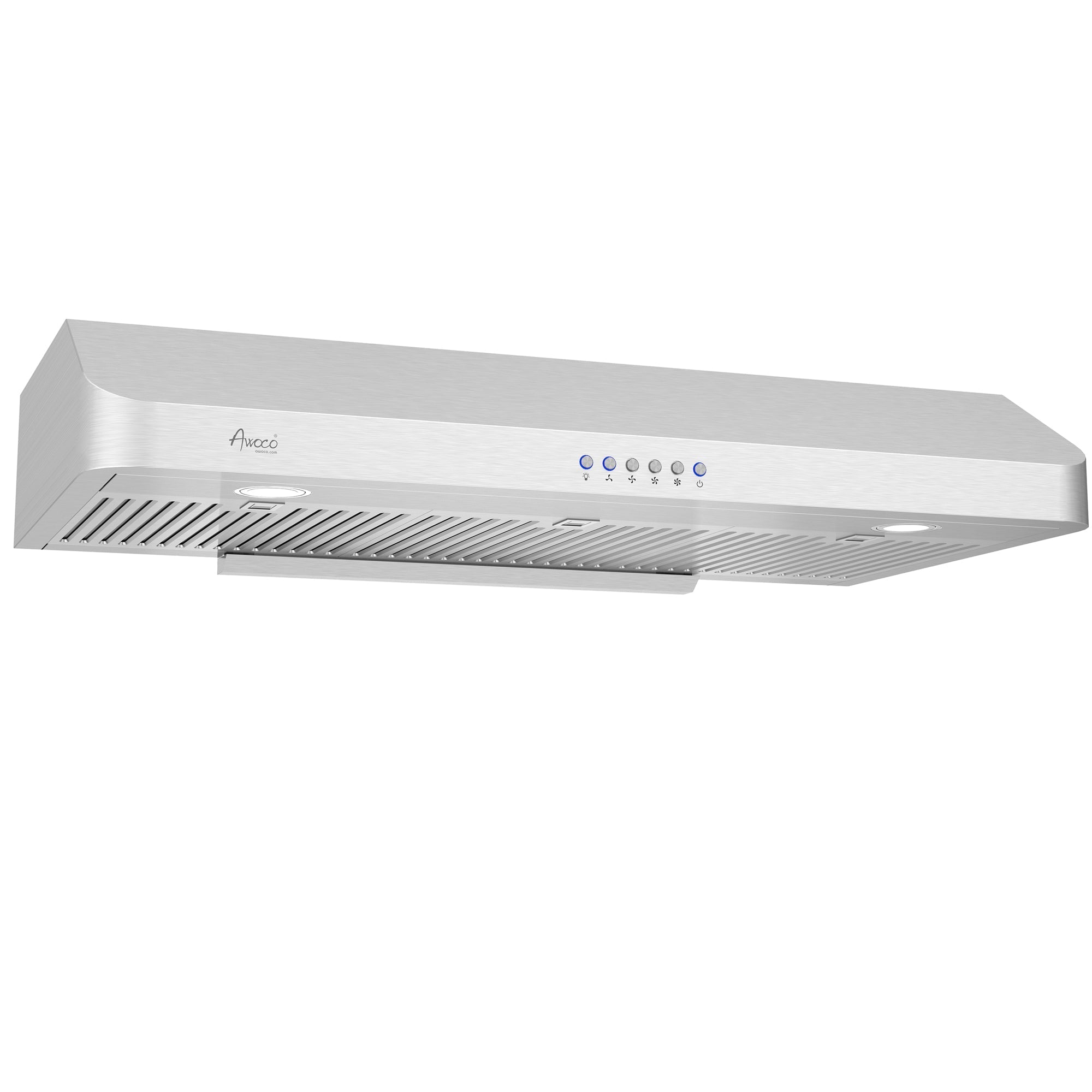 [Rewelded] Awoco RH-C06-36 Classic 6" High Stainless Steel Under Cabinet 4 Speeds 900CFM Range Hood with 2 LED Lights Top Vent (36"W Top Vent)