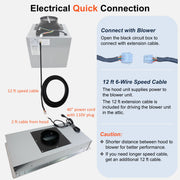 [Dent] Awoco AWC-RH-IT06-GV36 Flush Ceiling Mount Split Insert Range Hood with Voice, Gesture, Touch, Remote Controls, 4-Speed 800 CFM Stainless Steel Hood with 6” Round Vent LED Lights