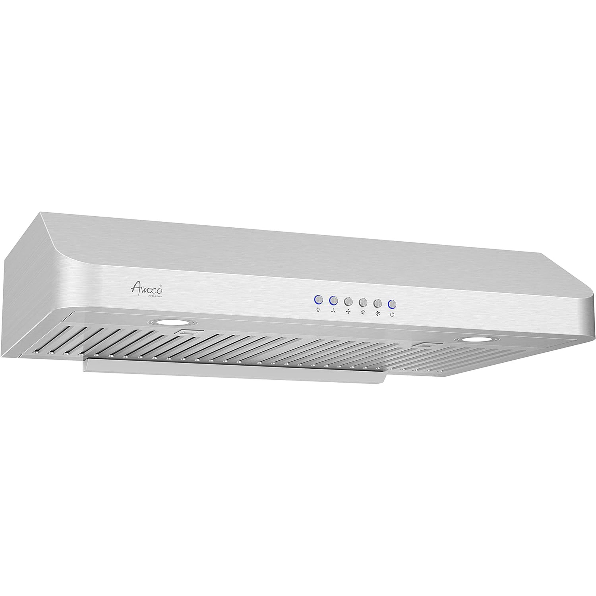 [Used] Awoco RH-R06-30 Rectangle Vent 6" High Stainless Steel Under Cabinet 4 Speeds 900CFM Range Hood with LED Lights (30"W Rear Vent)