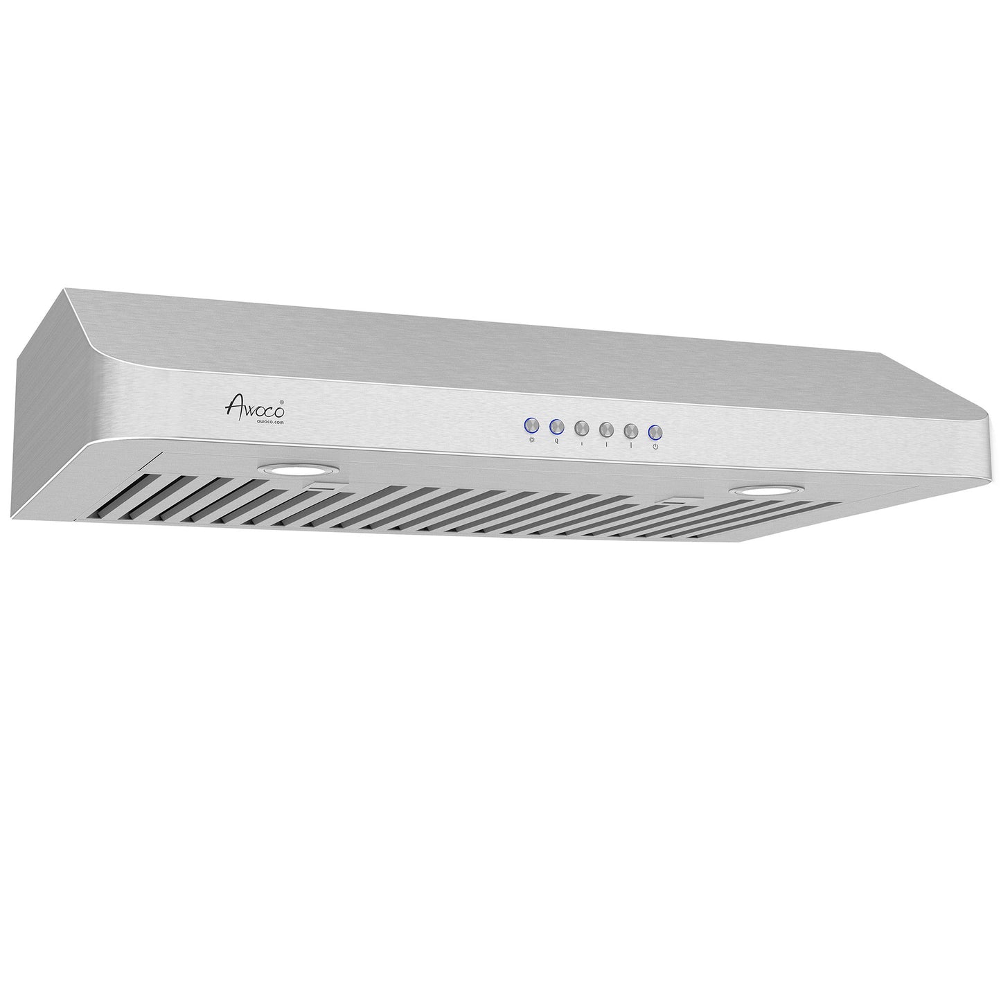 [Like New] Awoco RH-R06-30 Rectangle Vent 6" High Stainless Steel Under Cabinet 4 Speeds 900CFM Range Hood with LED Lights (30"W Rectangle Vent)