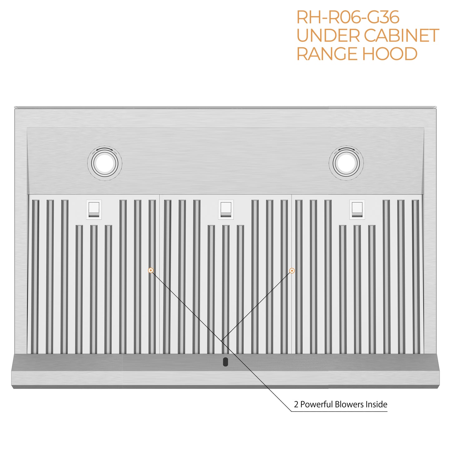 [Dent] Awoco RH-R06-G36 Stainless Steel Under Cabinet 6 Speeds 900 CFM Range Hood with Tempered Glass Touch Panel, LED Lights, Baffle Filters and Oil Collector, 7" High