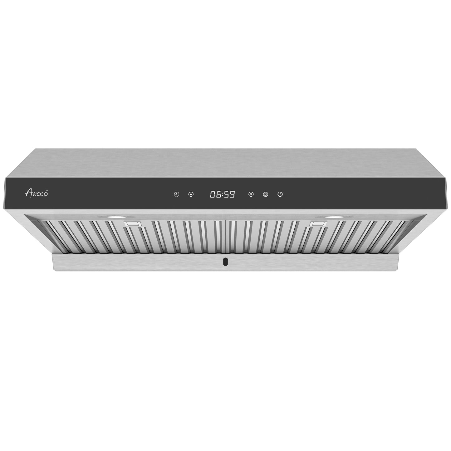 [Dent] Awoco RH-R06-G36 Stainless Steel Under Cabinet 6 Speeds 900 CFM Range Hood with Tempered Glass Touch Panel, LED Lights, Baffle Filters and Oil Collector, 7" High