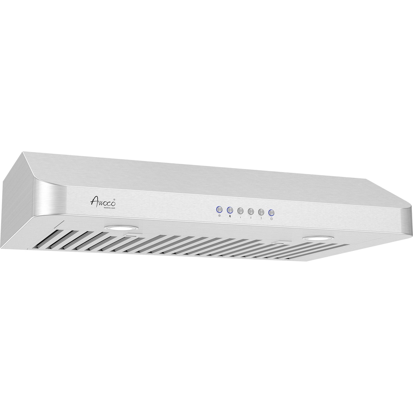 [Dent] Awoco RH-C06-30 Classic 6" High 1mm Thick Stainless Steel Under Cabinet 4 Speeds 900CFM Range Hood with 2 LED Lights, 6" Round Top Vent (30"W Round Vent)