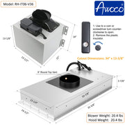 [Bent] Awoco RH-IT06-V36 Ceiling Insert Mount Split Quiet Range Hood with Voice, Gesture, Touch, Remote Control, 800 CFM Kitchen Hood with 4-Speed Exhaust Fan, Stainless Steel Stove Hood with 6" Blower, LED Lights
