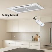 [Used] Awoco RH-IT06-R36 Ceiling Mount 14-1/2”D Super Quiet Split Stainless Steel Range Hood, 4-Speed, 800 CFM, Mesh Filters, Remote Control with 6” Blower