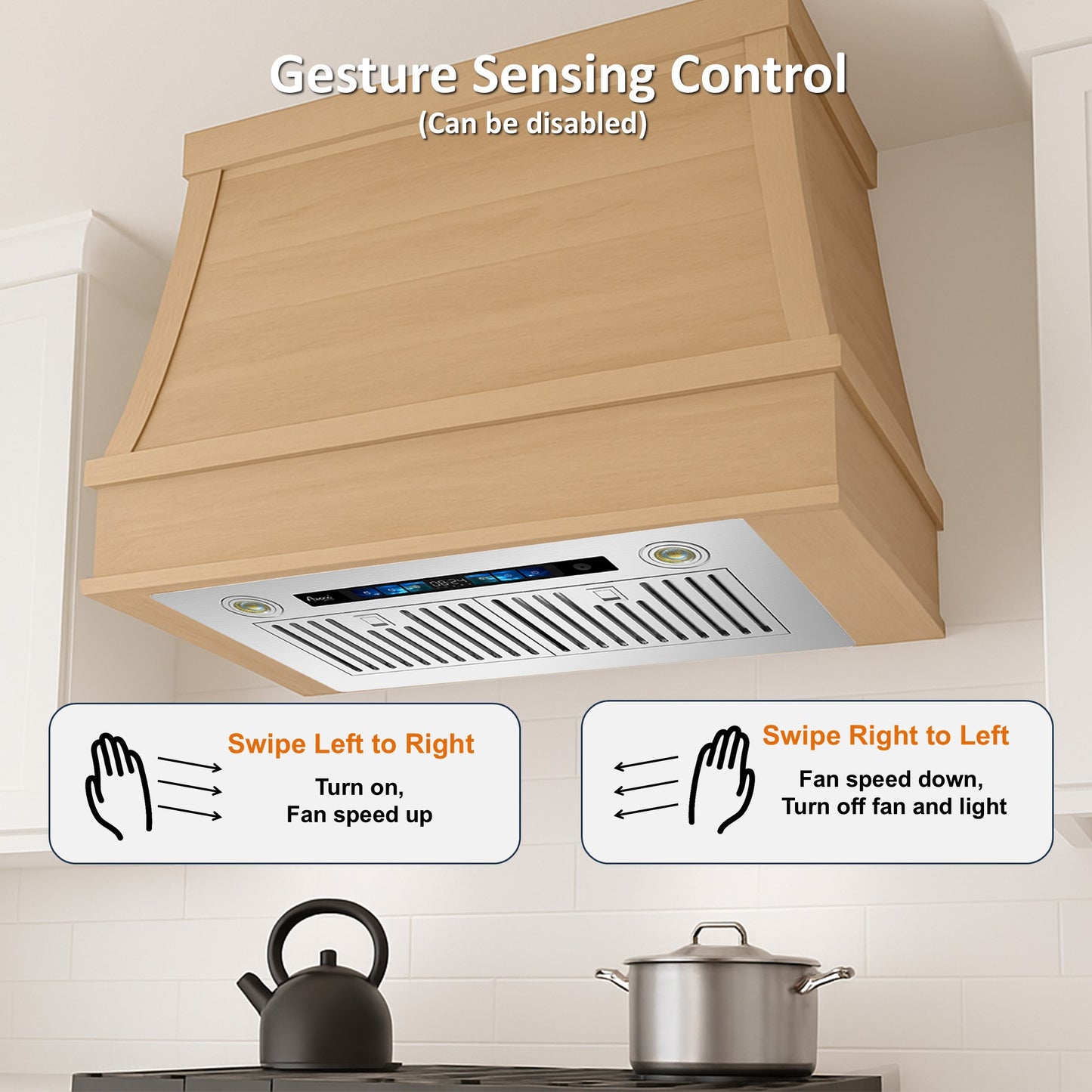 [Bent] Awoco RH-IT06-V36 Ceiling Insert Mount Split Quiet Range Hood with Voice, Gesture, Touch, Remote Control, 800 CFM Kitchen Hood with 4-Speed Exhaust Fan, Stainless Steel Stove Hood with 6" Blower, LED Lights