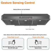 [Dent] Awoco RH-UC7 36” Under Cabinet 7” High Stainless Steel Black Range Hood, 6 Speeds with Gesture Sensing Touch Control