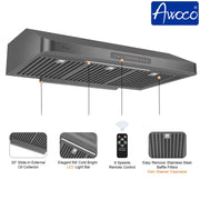 [Dent] Awoco RH-UC7 36” Under Cabinet 7” High Stainless Steel Black Range Hood, 6 Speeds with Gesture Sensing Touch Control