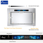 [Dent] Awoco AWC-RH-IT06-GV36 Flush Ceiling Mount Split Insert Range Hood with Voice, Gesture, Touch, Remote Controls, 4-Speed 800 CFM Stainless Steel Hood with 6” Round Vent LED Lights
