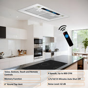 [Bent] Awoco RH-IT06-V36 Ceiling Insert Mount Split Quiet Range Hood with Voice, Gesture, Touch, Remote Control, 800 CFM Kitchen Hood with 4-Speed Exhaust Fan, Stainless Steel Stove Hood with 6" Blower, LED Lights