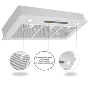 [Used] Awoco RH-IT06-R36 Ceiling Mount 14-1/2”D Super Quiet Split Stainless Steel Range Hood, 4-Speed, 800 CFM, Mesh Filters, Remote Control with 6” Blower
